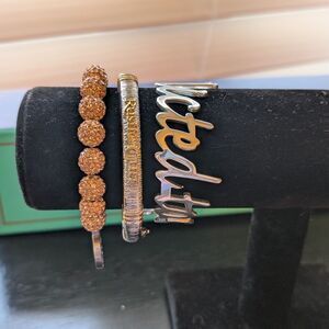 Rustic Cuff Gold and Silver "Addicted To Cuffs" Bracelet Set
